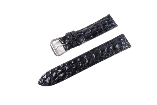 Genuine Crocodile Skin Leather Watch Strap Band with Buckle Black