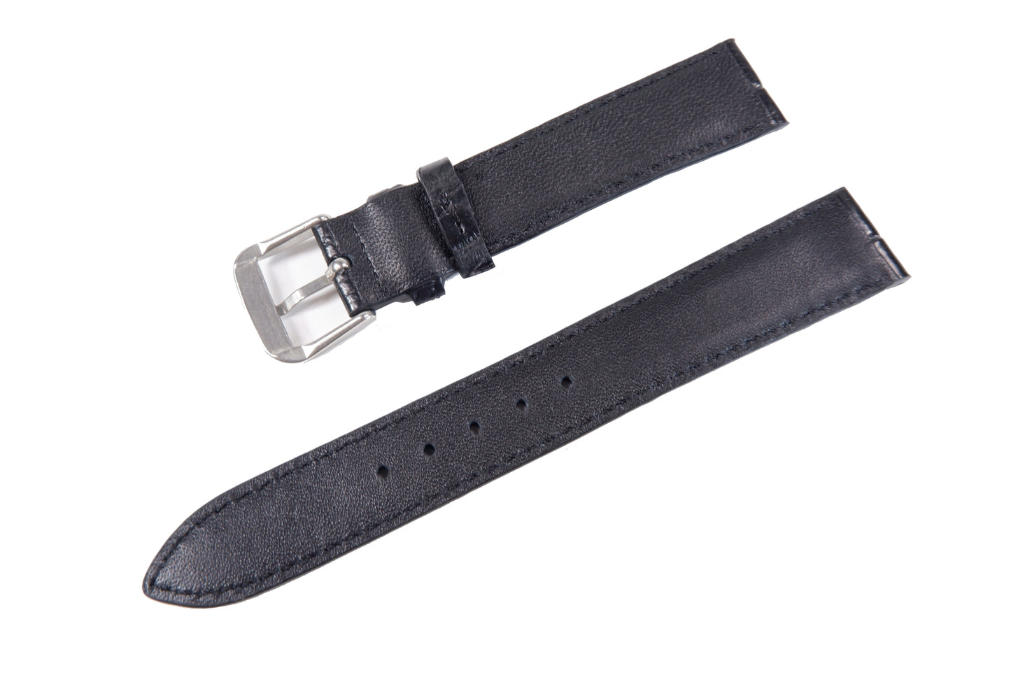 Genuine Crocodile Skin Leather Watch Strap Band with Buckle Black