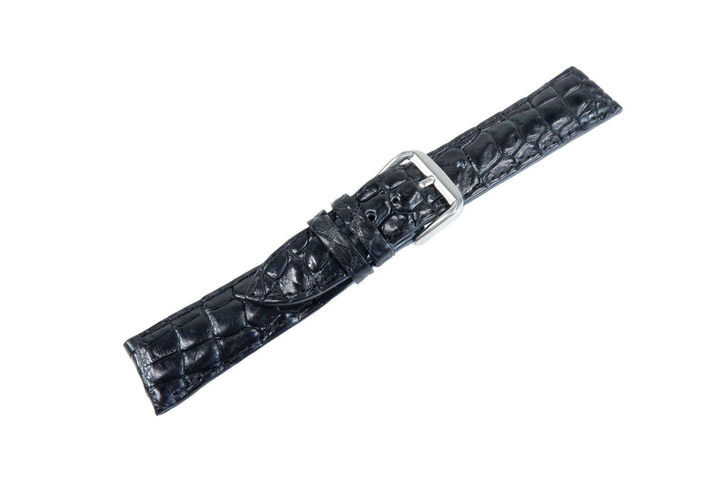 Genuine Crocodile Skin Leather Watch Strap Band with Buckle Black