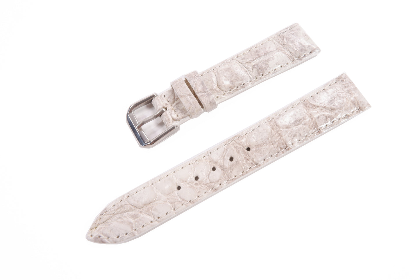 Genuine Crocodile Skin Leather Watch Strap Natural White Band with Buckle