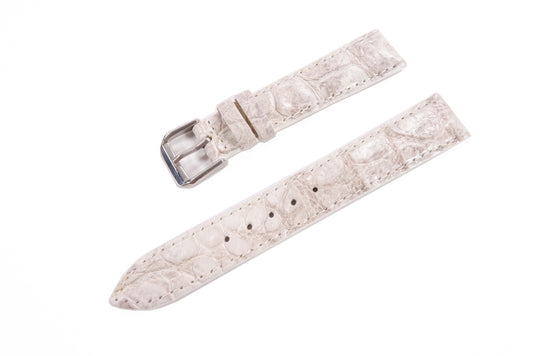 Genuine Crocodile Skin Leather Watch Strap Natural White Band with Buckle