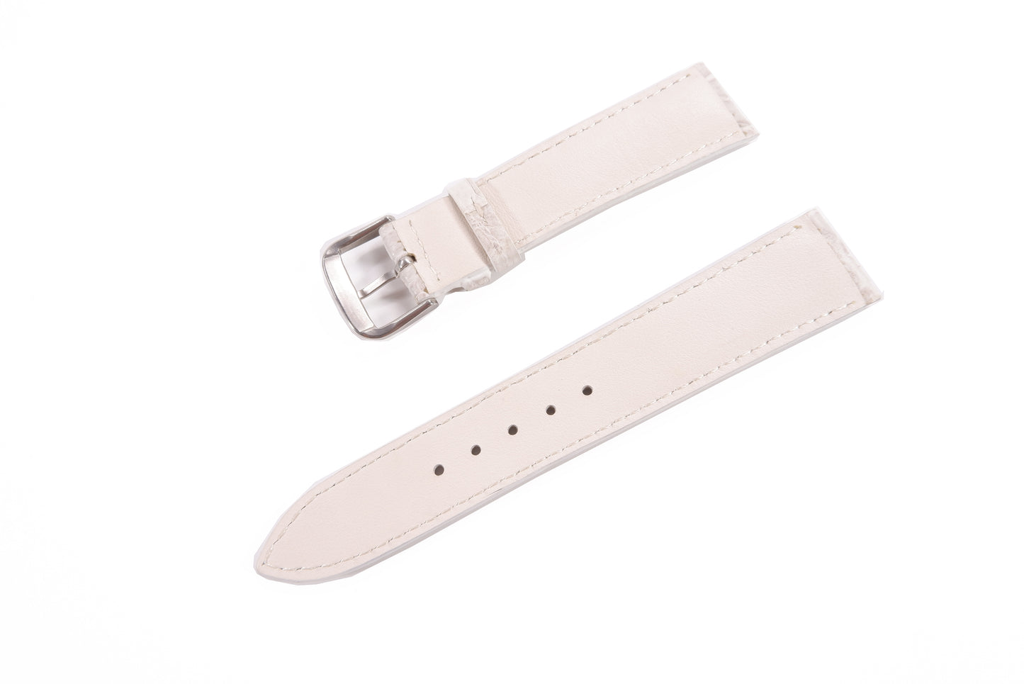 Genuine Crocodile Skin Leather Watch Strap Natural White Band with Buckle