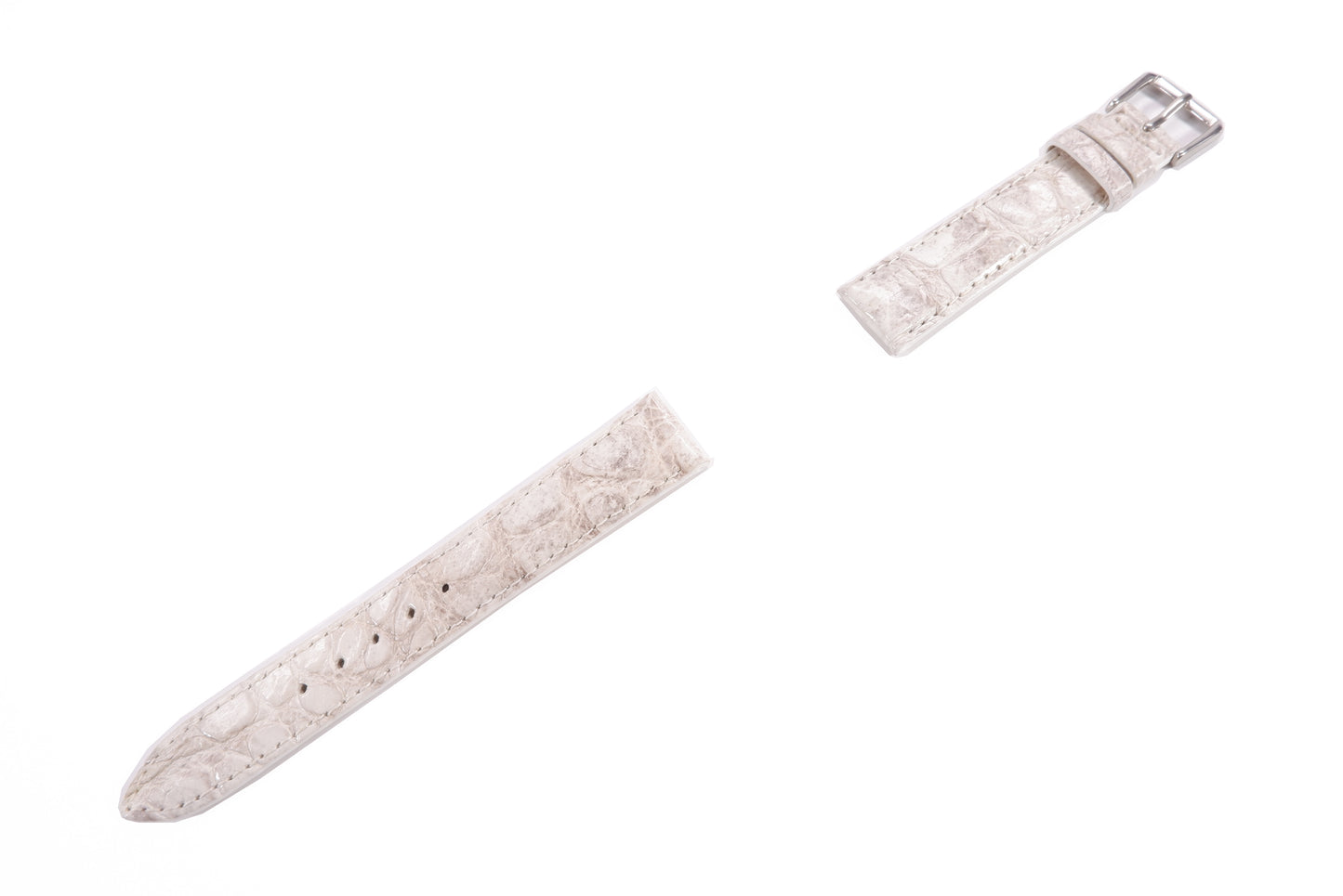 Genuine Crocodile Skin Leather Watch Strap Natural White Band with Buckle