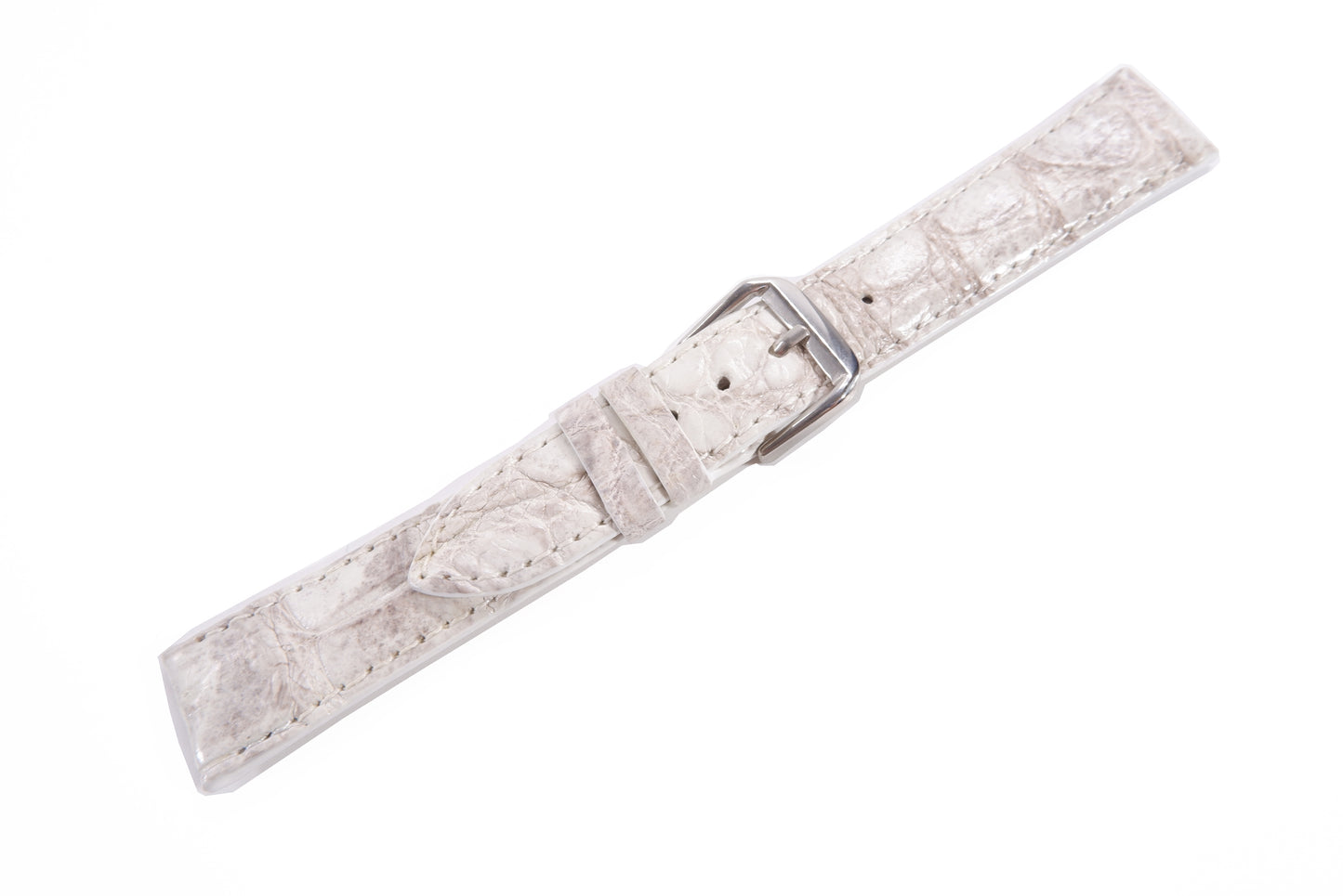 Genuine Crocodile Skin Leather Watch Strap Natural White Band with Buckle