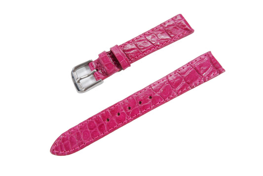 Genuine Crocodile Skin Leather Watch Strap Pink Band with Buckle