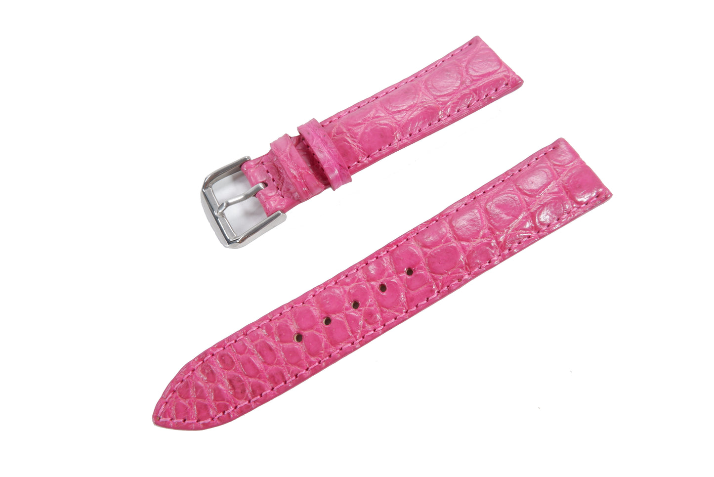 Genuine Crocodile Skin Leather Watch Strap Pink Band with Buckle