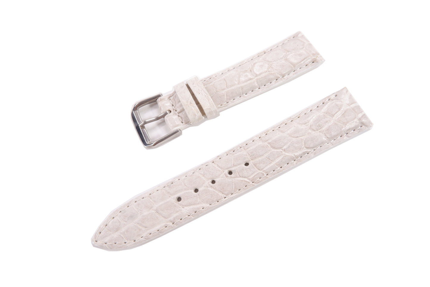 Genuine Crocodile Skin Leather Watch Strap Natural White Band with Buckle