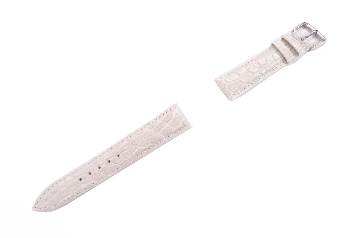 Genuine Crocodile Skin Leather Watch Strap Natural White Band with Buckle