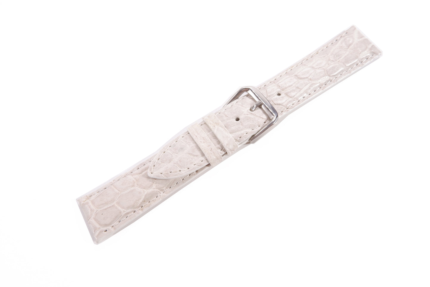 Genuine Crocodile Skin Leather Watch Strap Natural White Band with Buckle