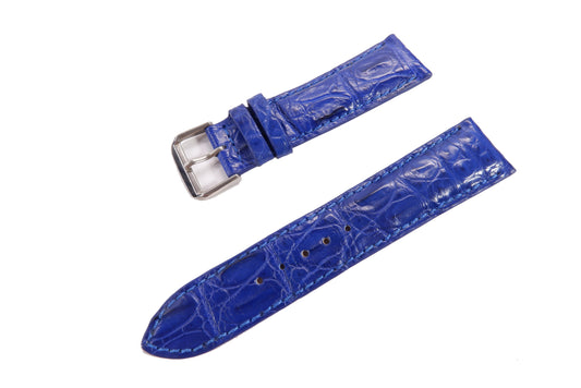 Genuine Crocodile Skin Leather Watch Strap Blue Band with Buckle