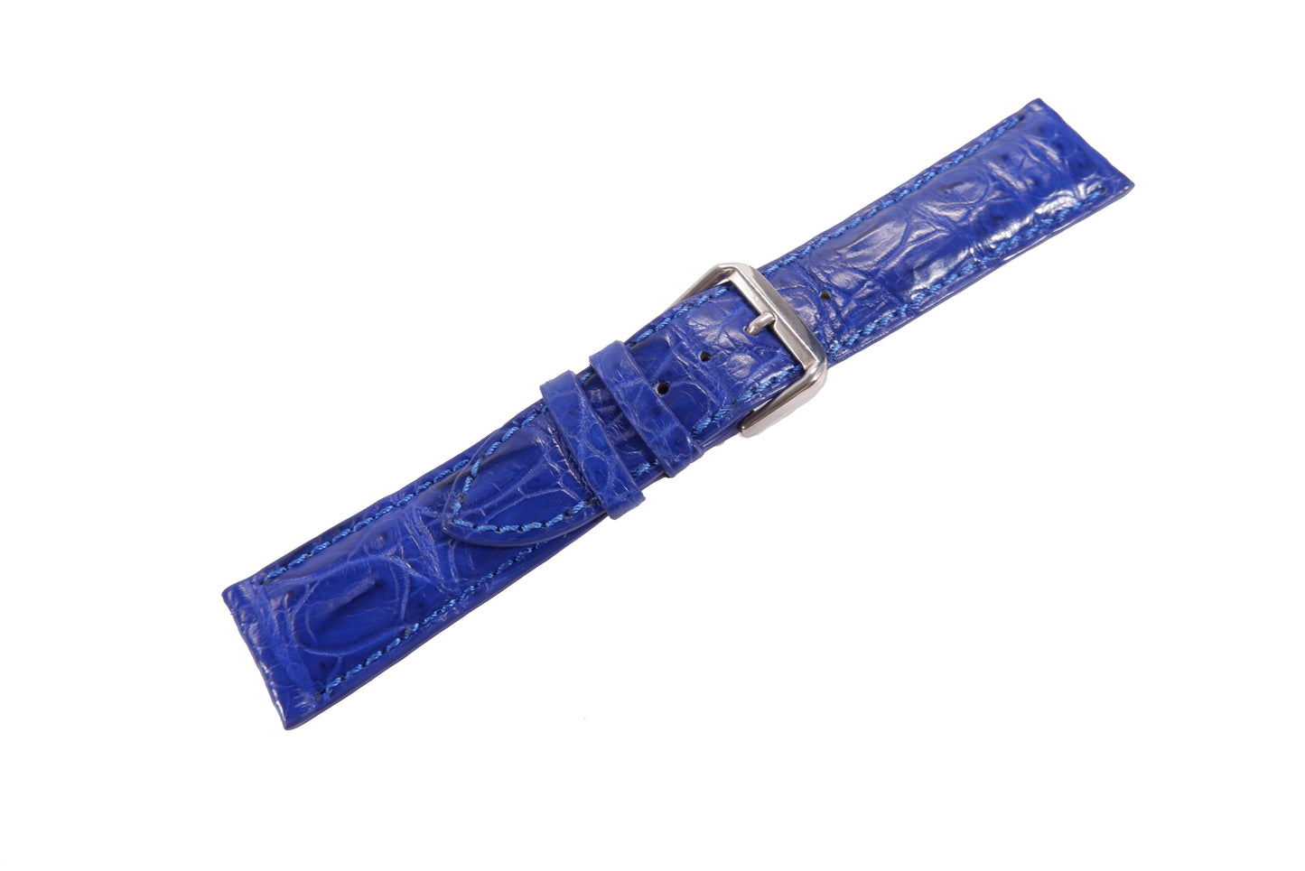 Genuine Crocodile Skin Leather Watch Strap Blue Band with Buckle