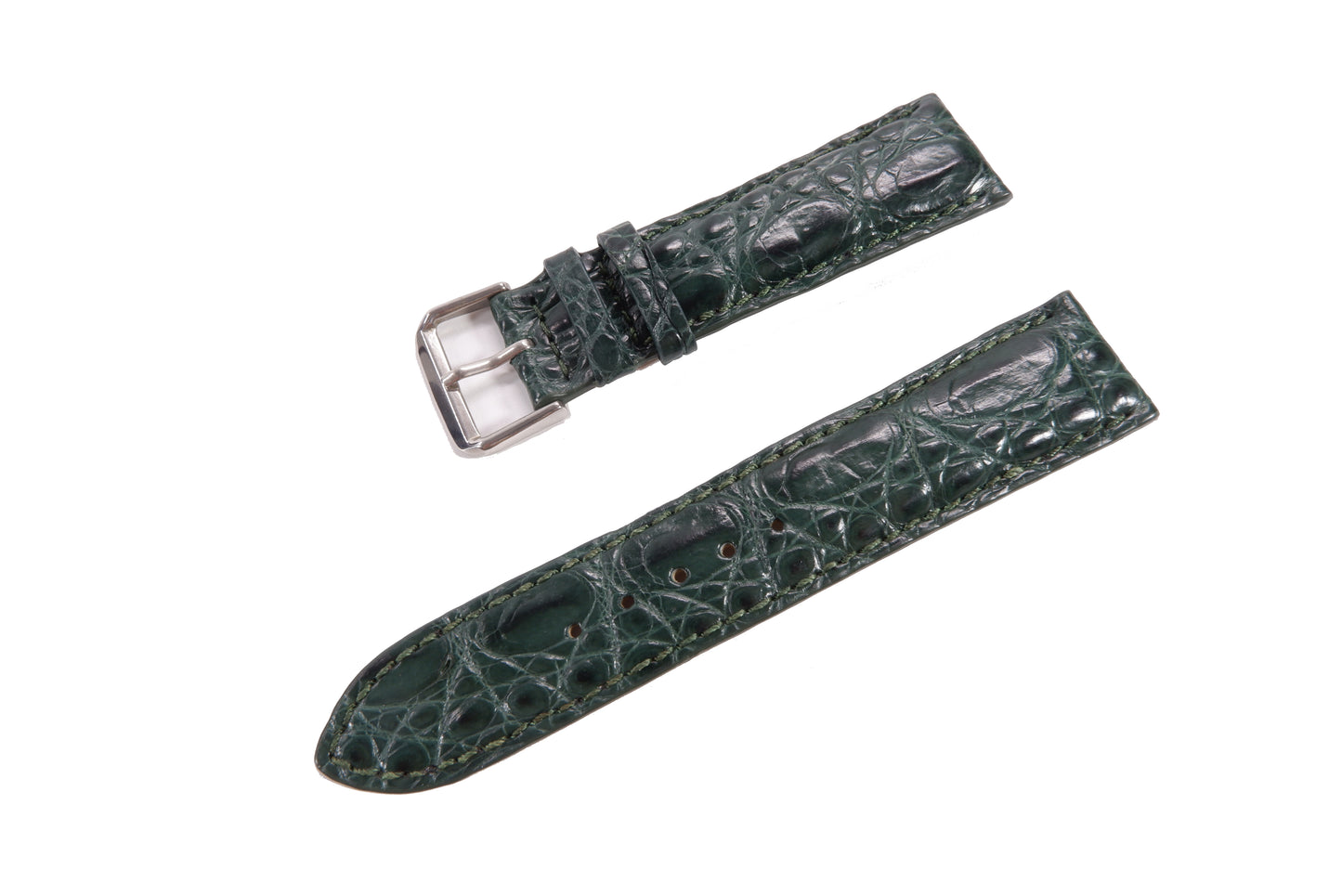 Genuine Crocodile Skin Leather Watch Strap Green Band with Buckle