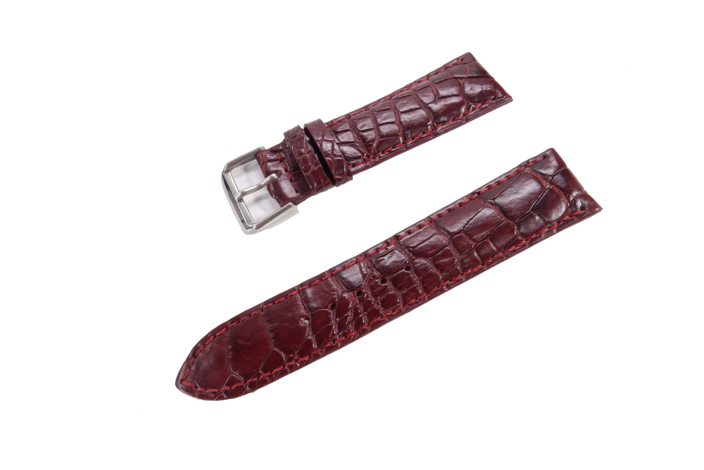 Genuine Crocodile Skin Leather Watch Strap Red Band with Buckle