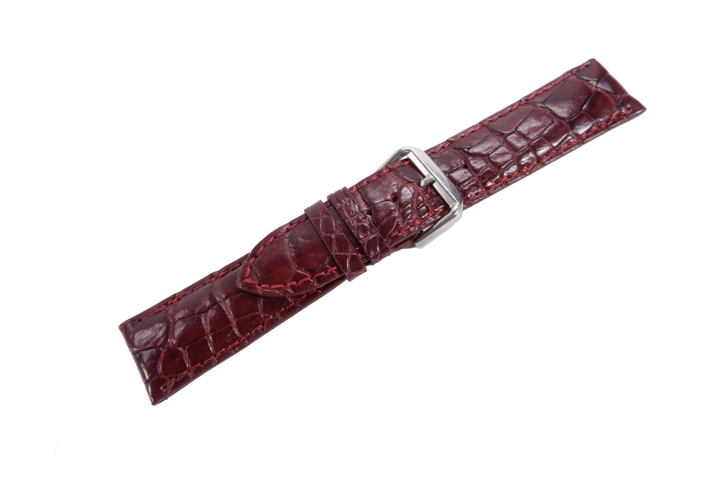 Genuine Crocodile Skin Leather Watch Strap Red Band with Buckle