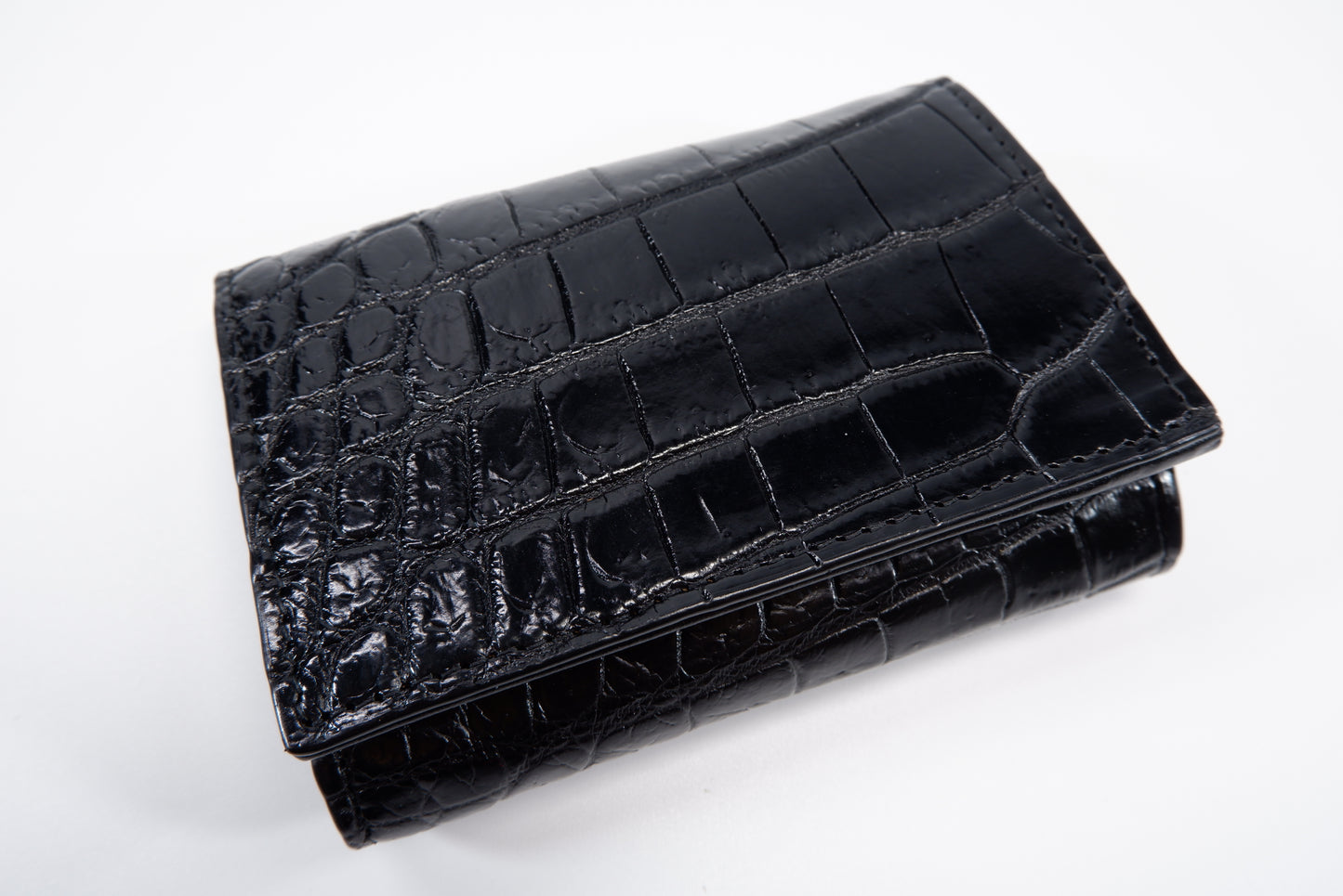 Genuine Crocodile Belly Skin Leather Mini Trifold Coins Wallet