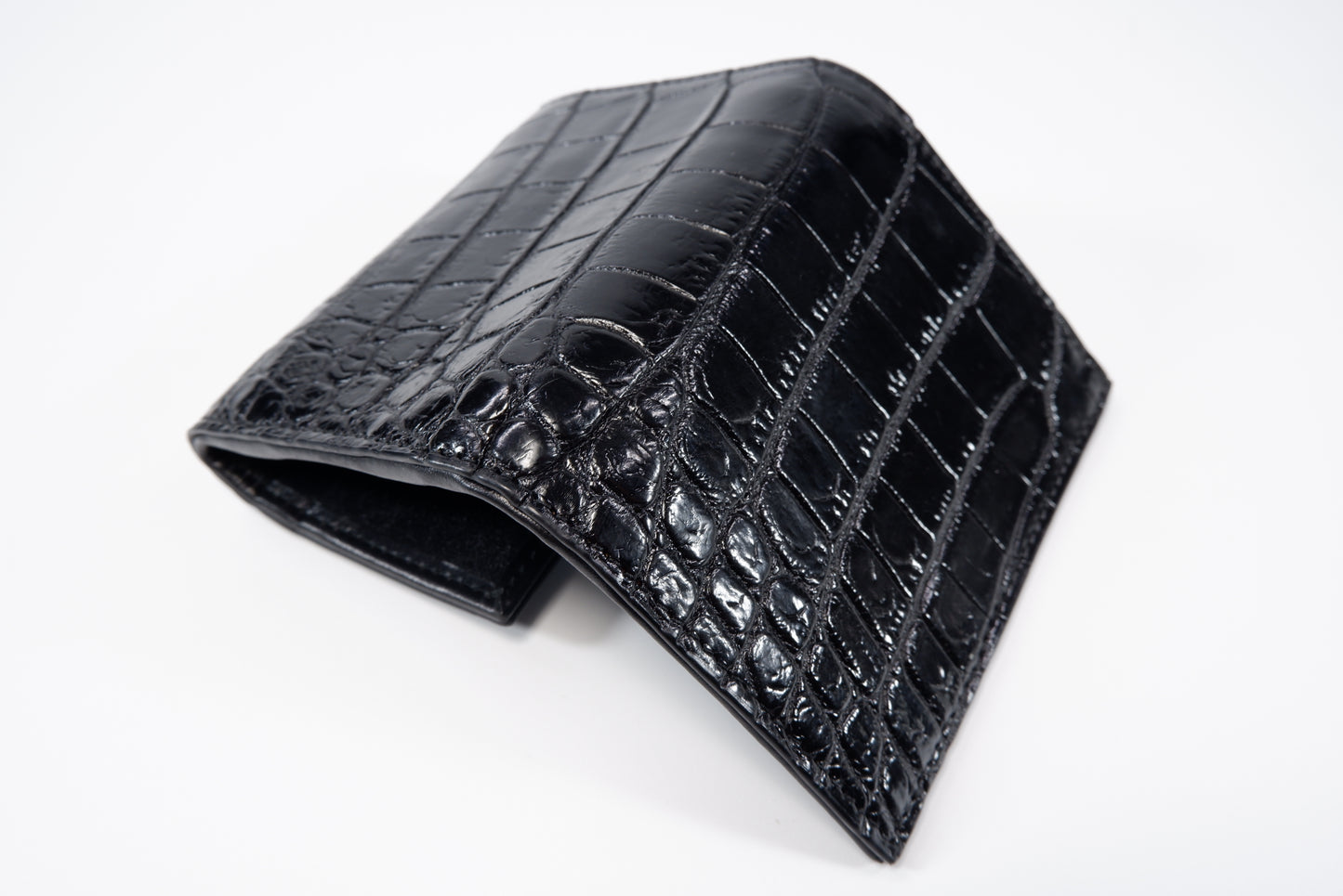 Genuine Crocodile Belly Skin Leather Mini Trifold Coins Wallet