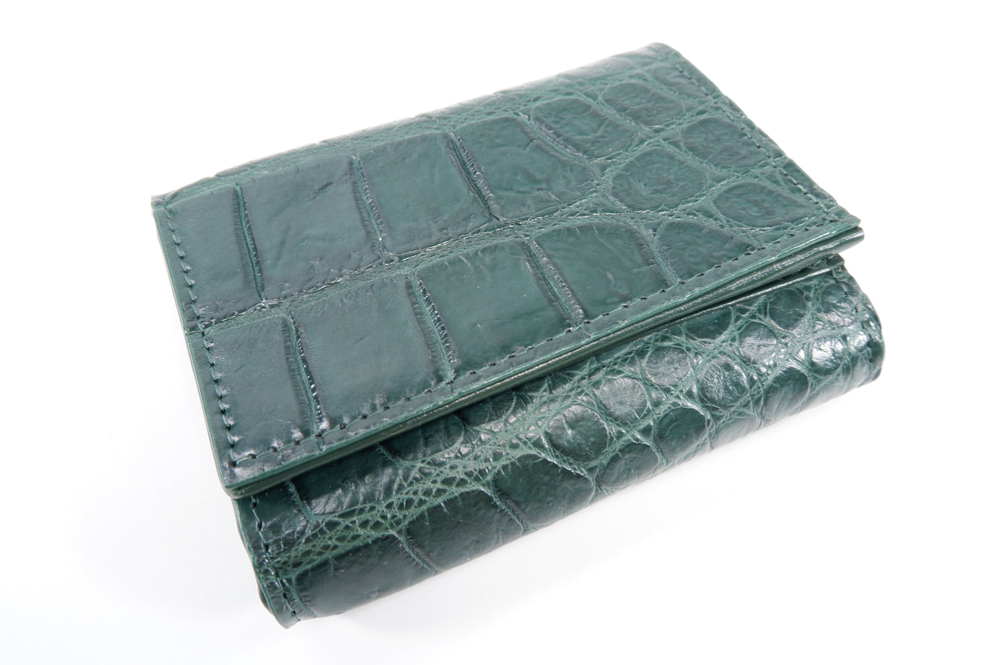 Genuine Crocodile Belly Skin Leather Mini Trifold Coins Wallet