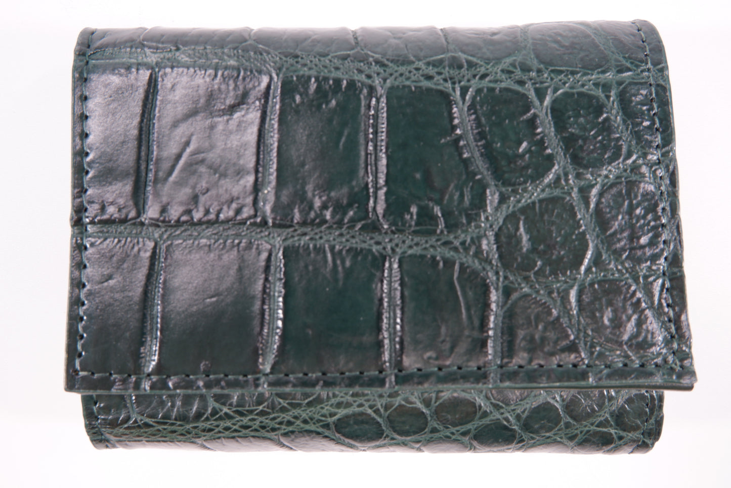 Genuine Crocodile Belly Skin Leather Mini Trifold Coins Wallet