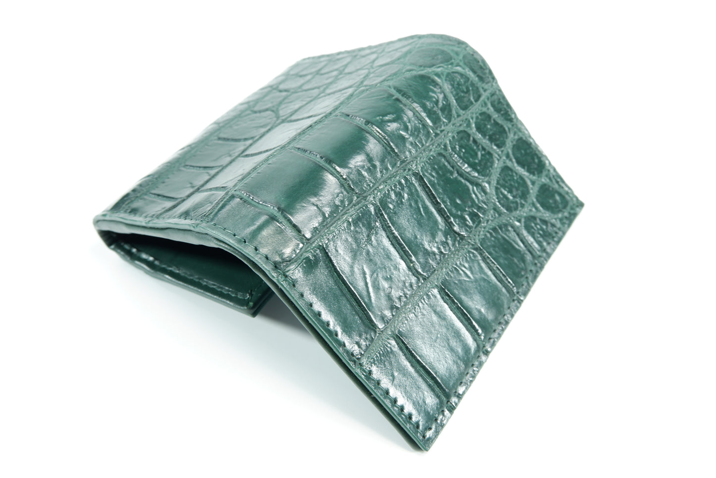 Genuine Crocodile Belly Skin Leather Mini Trifold Coins Wallet