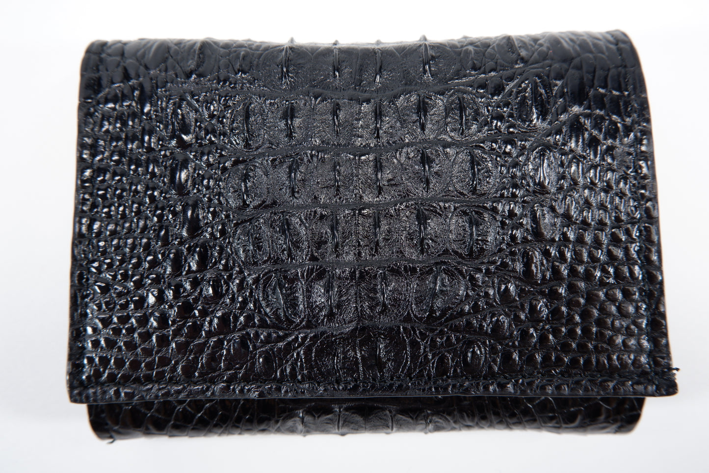Genuine Crocodile Backbone Skin Leather Mini Trifold Coins Wallet