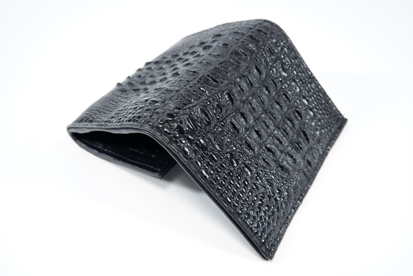 Genuine Crocodile Backbone Skin Leather Mini Trifold Coins Wallet