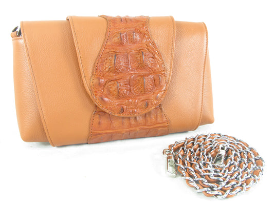 Genuine Alligator Crocodile Hornback Skin Leather Women's Clutch & Shoulderbag Purse