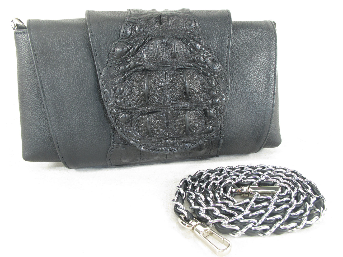 Genuine Alligator Crocodile Hornback Skin Leather Women's Clutch & Shoulderbag Purse