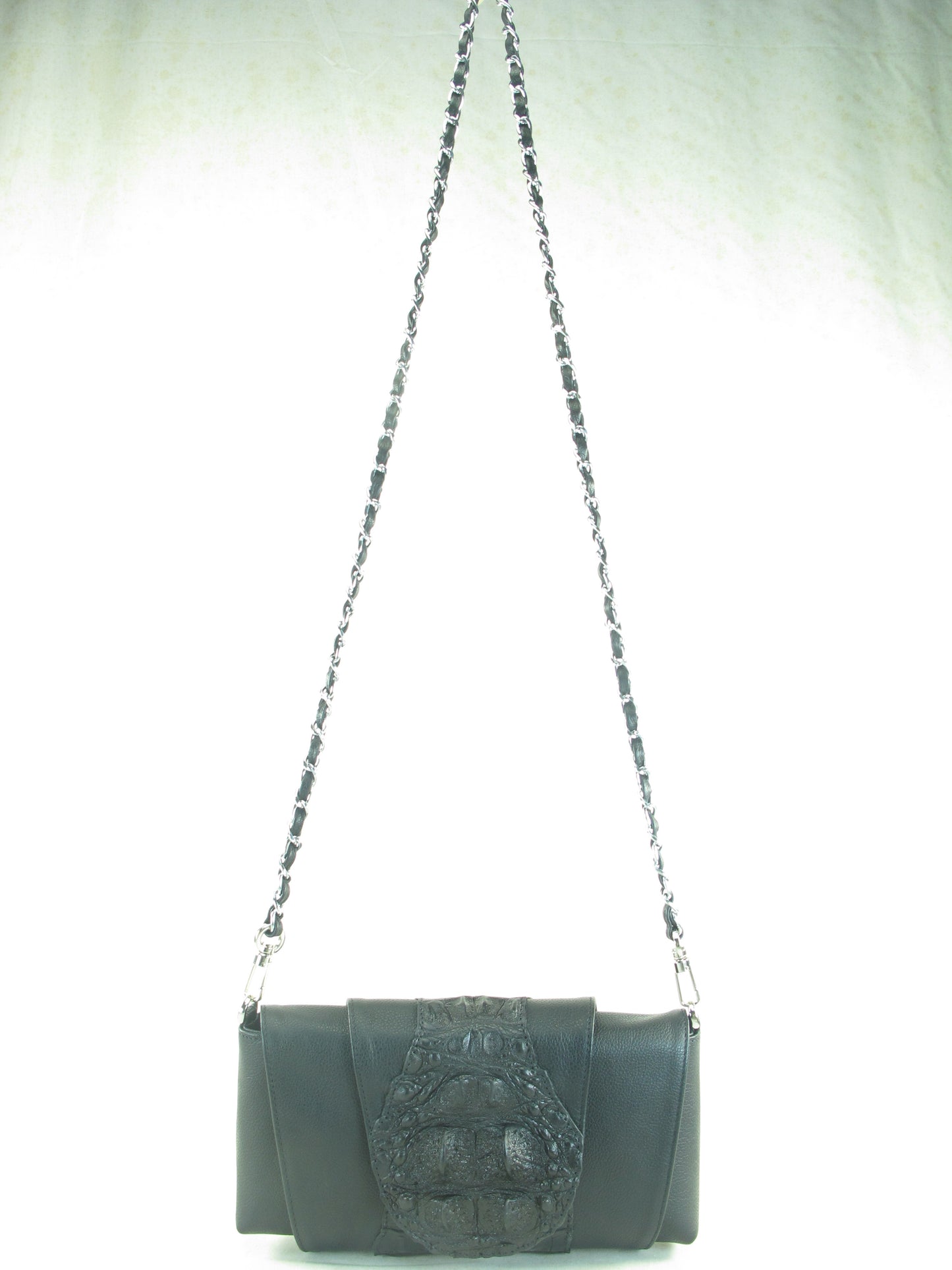 Genuine Alligator Crocodile Hornback Skin Leather Women's Clutch & Shoulderbag Purse