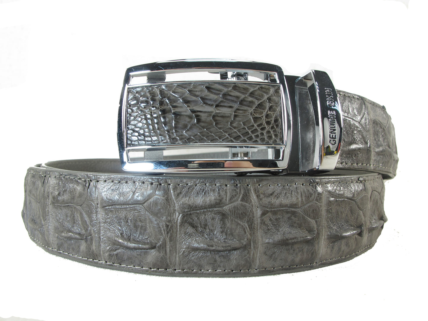 Genuine Crocodile Single Hornback Skin Leather Auto Locking Men's Belt
