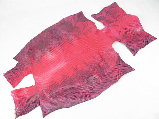 Genuine Water Monitor Lizard Belly Skin Leather Hide Pelt Raspberry Pink