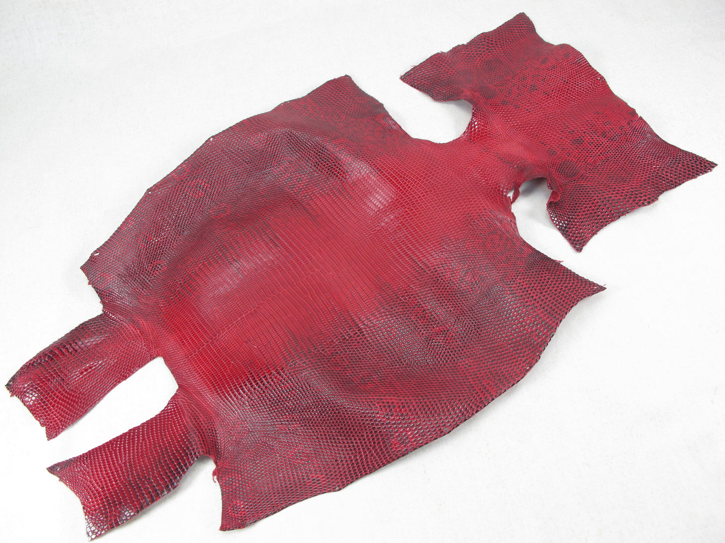 Genuine Water Monitor Lizard Belly Skin Leather Hide Pelt Ruby Red