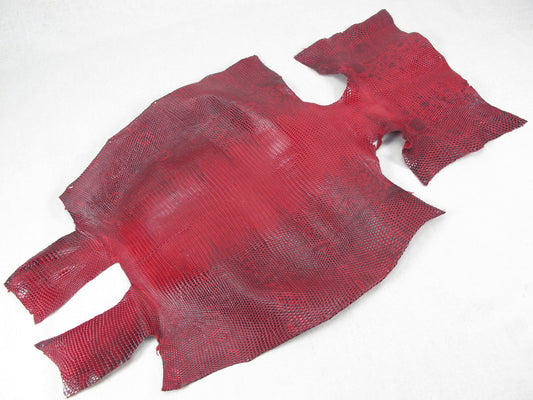 Genuine Water Monitor Lizard Belly Skin Leather Hide Pelt Ruby Red