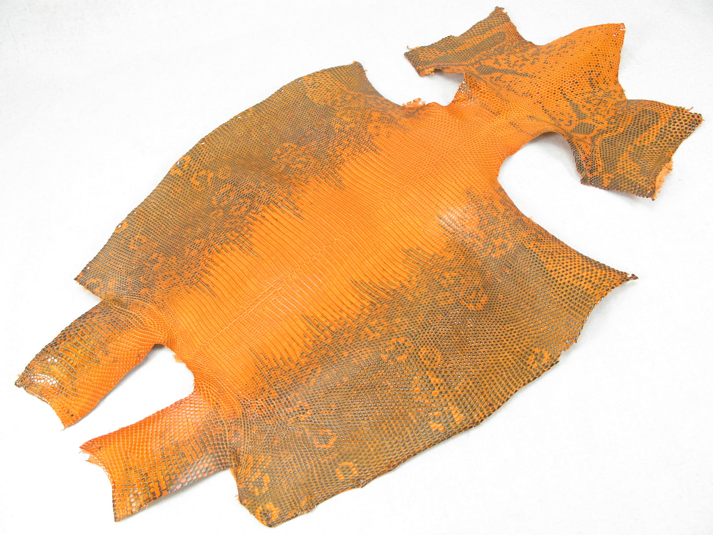 Genuine Water Monitor Lizard Belly Skin Leather Hide Pelt Traffic Orange