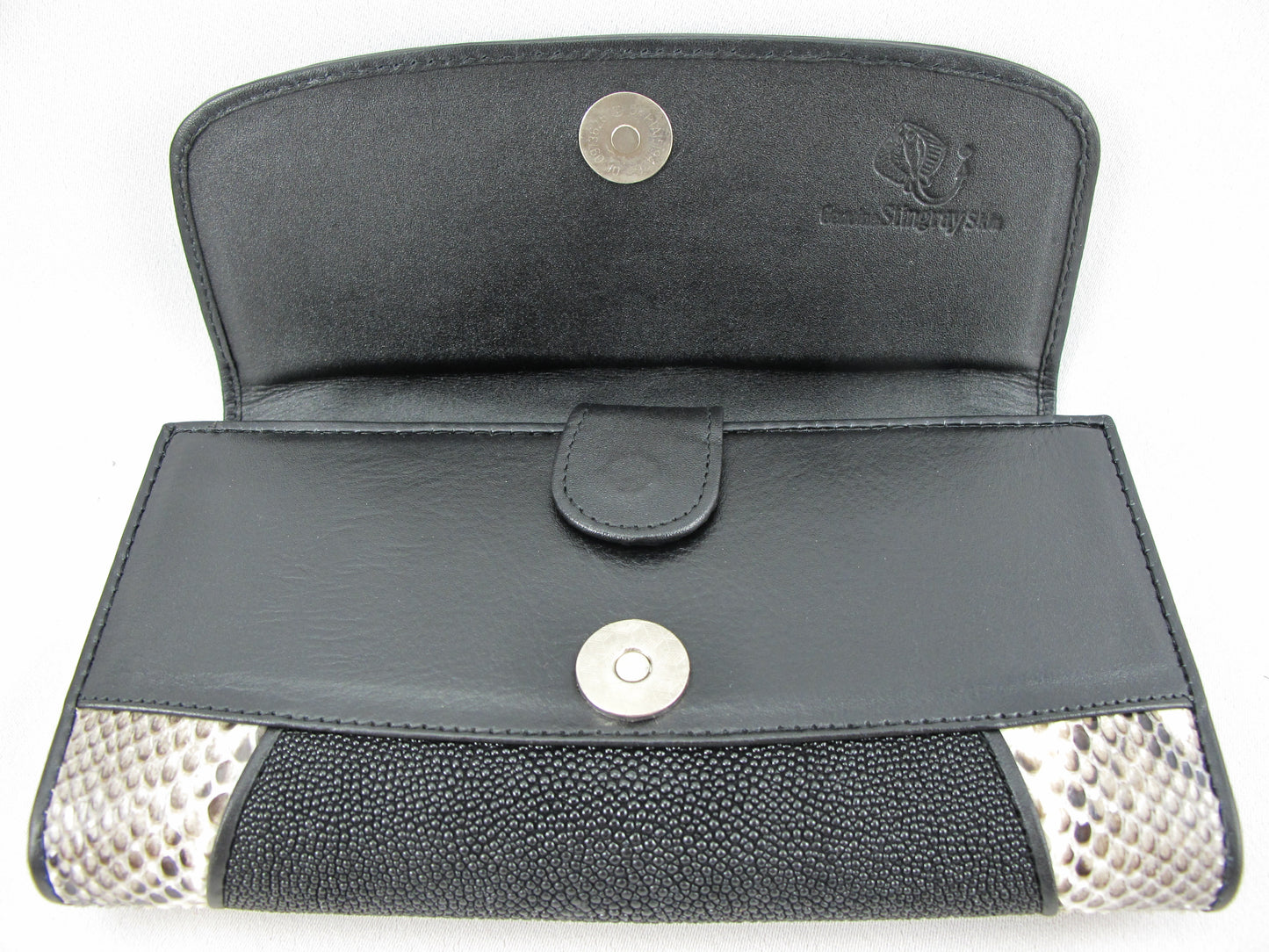 Genuine Stingray & Python Skin Leather Women's Trifold Clutch Wallet Purse