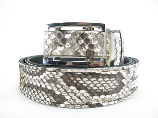 Genuine Burmese Python Snake Skin Leather Auto Locking Men's Belt