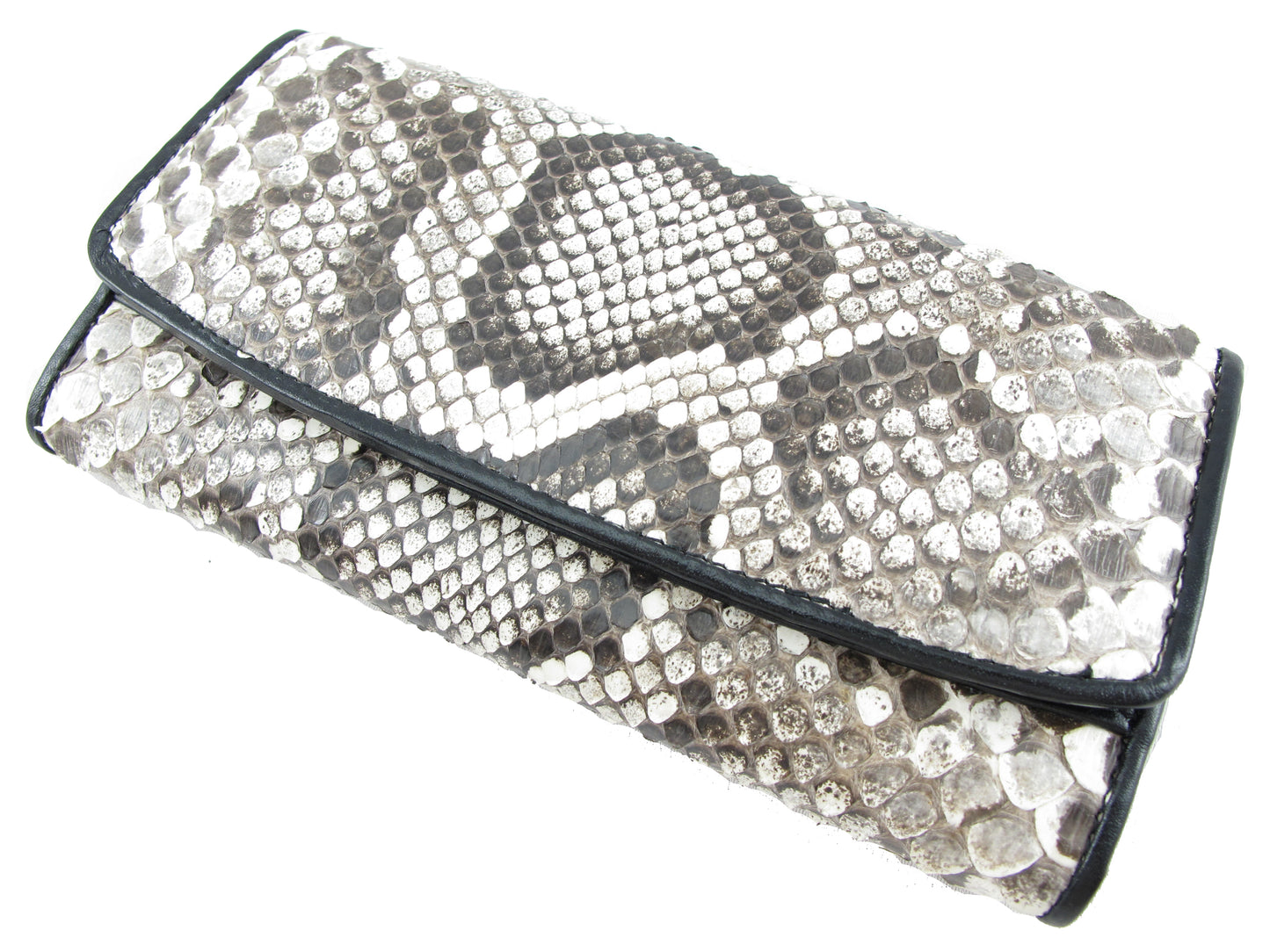 Genuine Burmese Python Snake Skin Leather Women's Trifold Clutch Wallet Purse