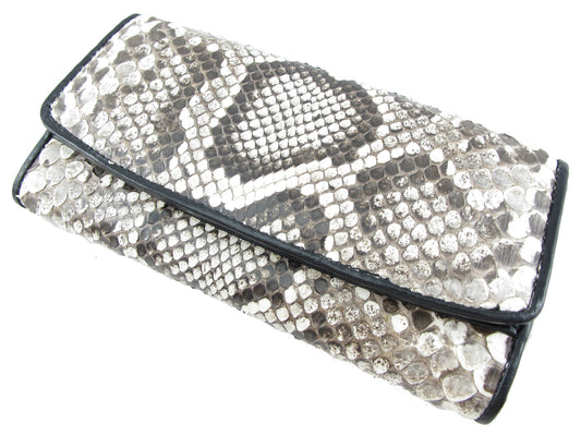 Genuine Burmese Python Snake Skin Leather Women's Trifold Clutch Wallet Purse