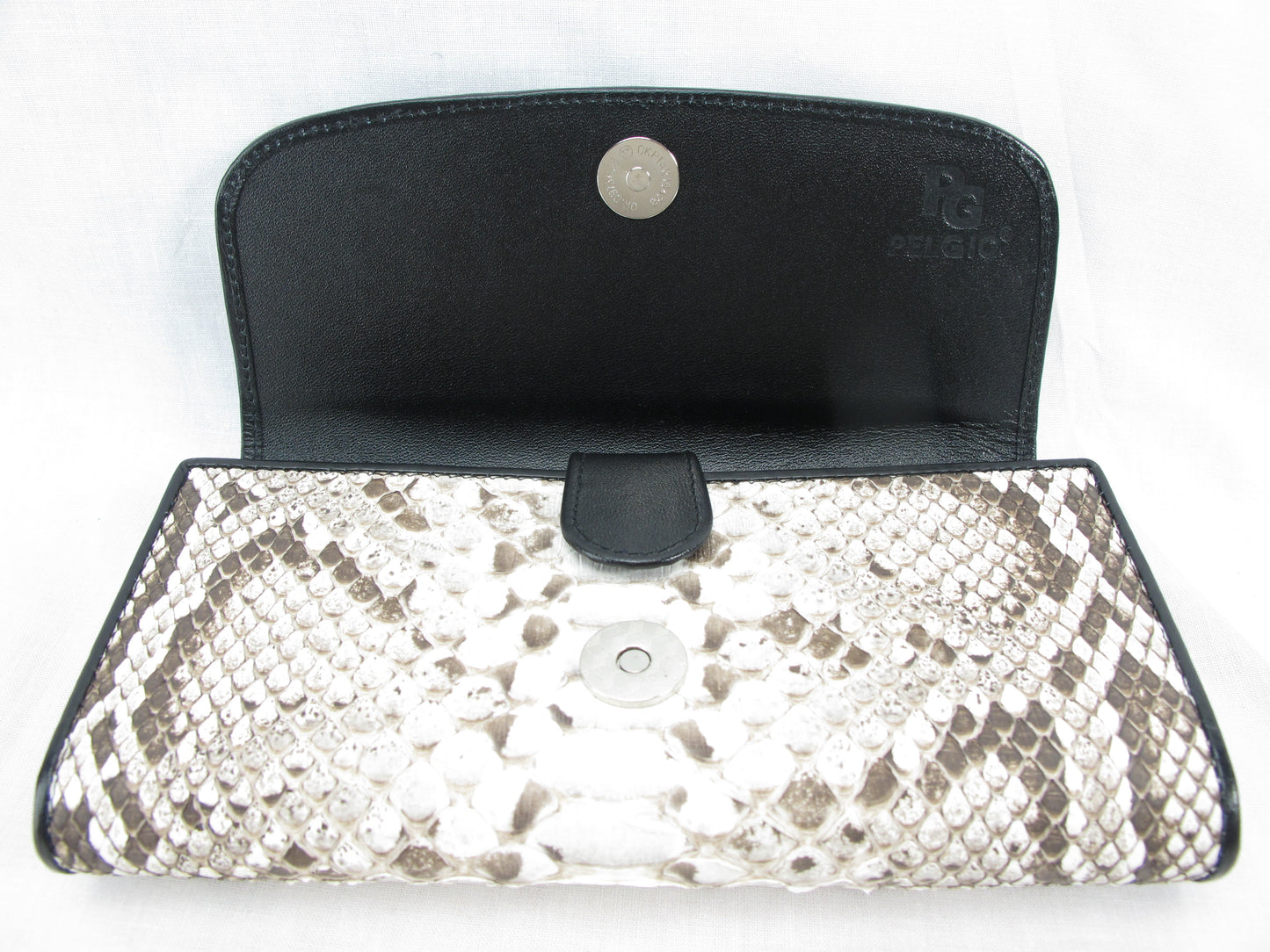 Genuine Burmese Python Snake Belly Skin Leather Women's Trifold Clutch Wallet Purse