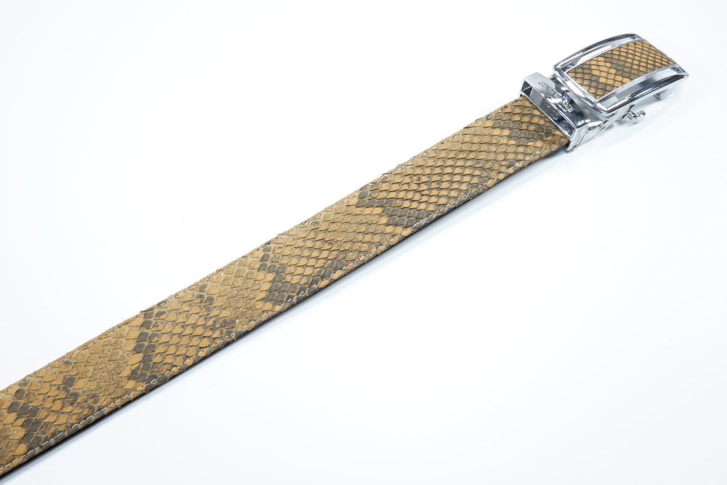 Genuine Burmese Python Snake Skin Leather Auto Locking Men's Belt