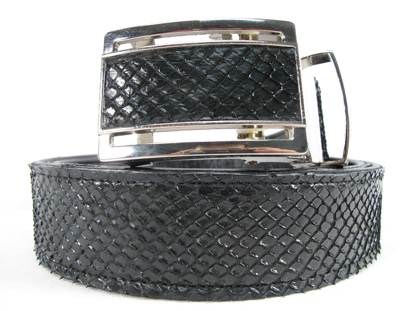 Genuine Python Snake Skin Leather Auto Locking Men's Belt