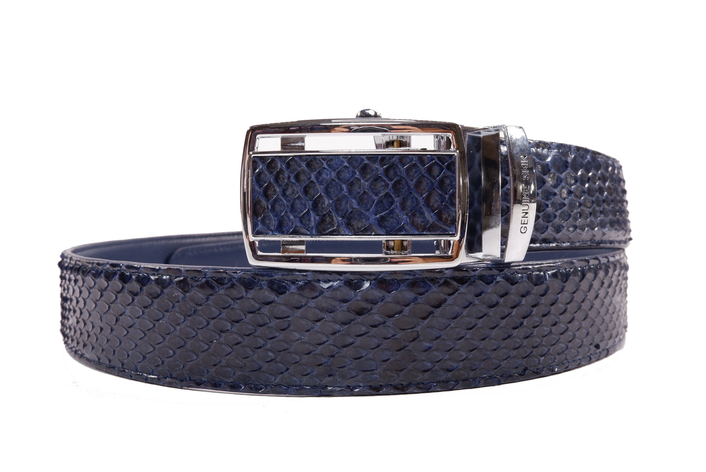 Genuine Python Snake Skin Leather Auto Locking Men's Belt