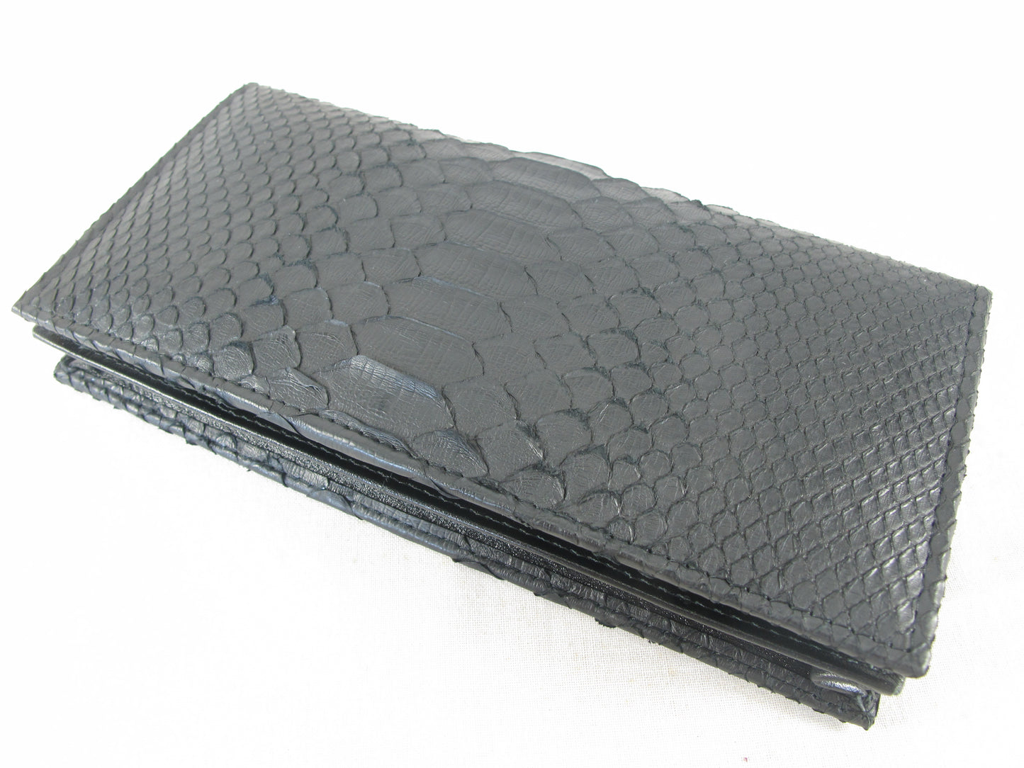 Genuine Python Snake Belly Skin Leather Long Checkbook Wallet
