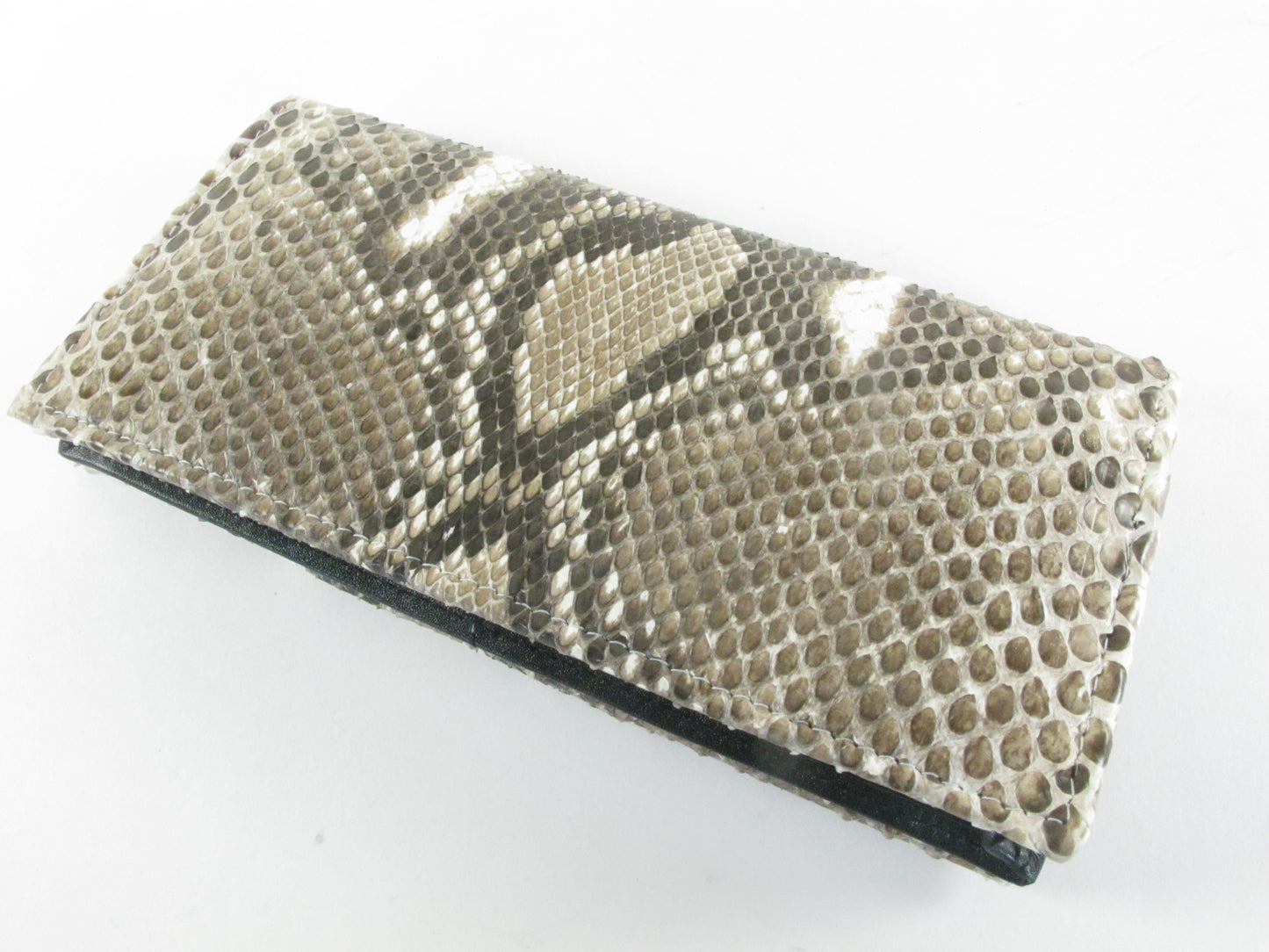 Genuine Reticulated Python Snake Skin Leather Long Checkbook Wallet