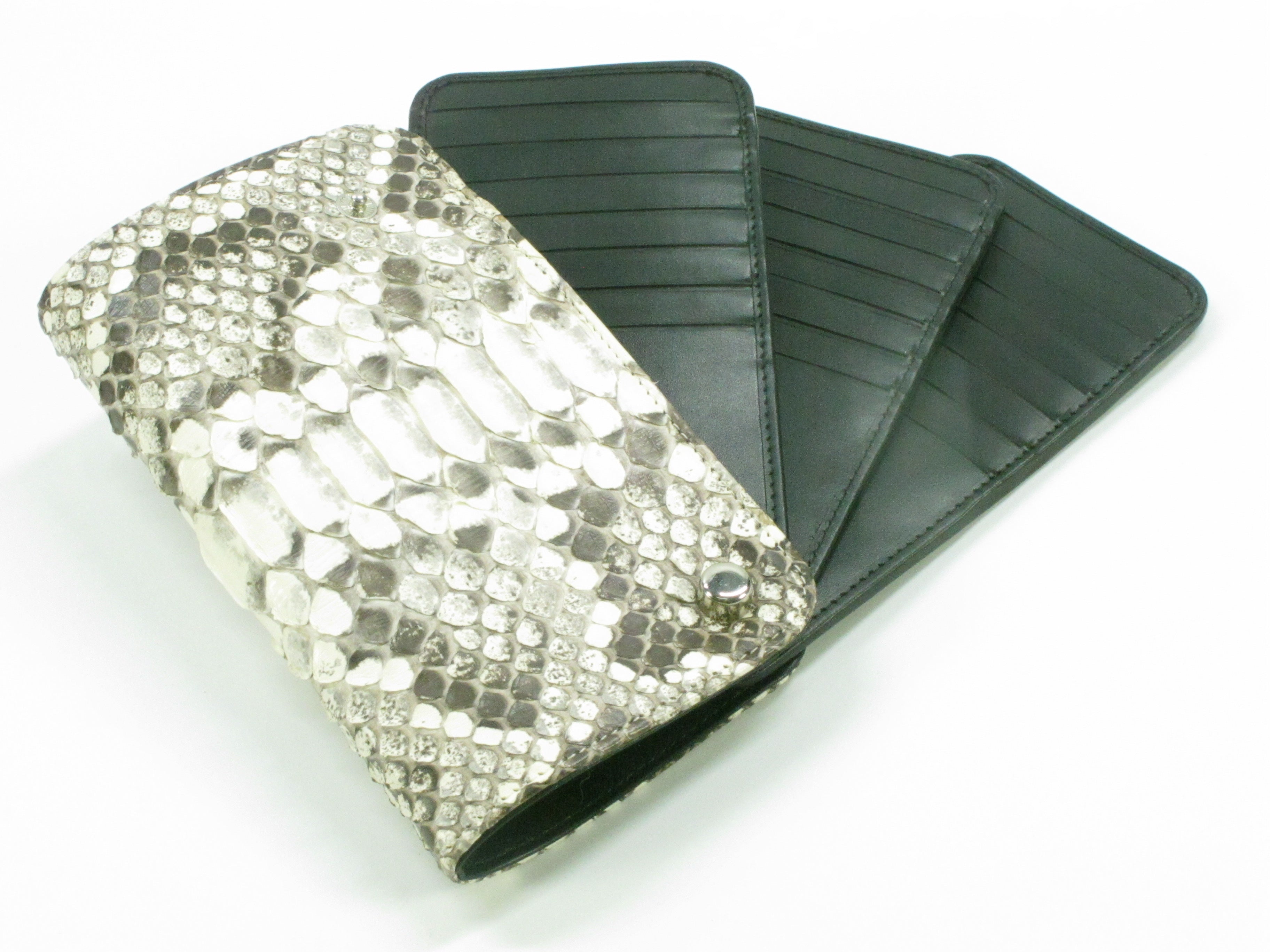 Burmese Python Leather Genuine Burmese Python Belly Skin Business & Credit Card Holder Wallet ...