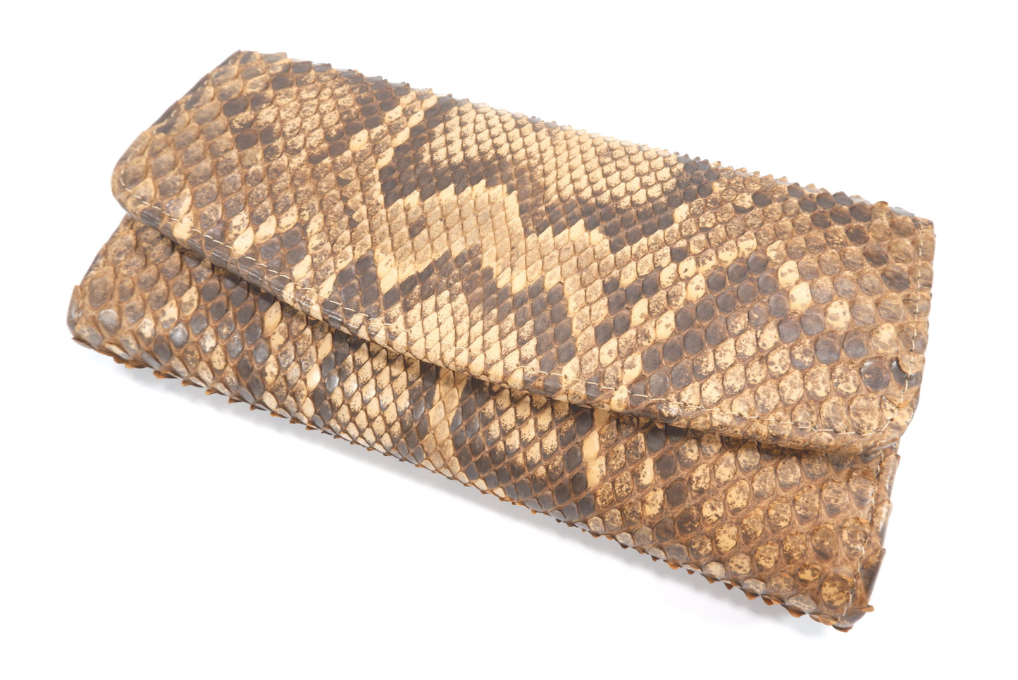 Genuine Burmese Python Snake Skin Leather Women's Trifold Clutch Wallet Purse