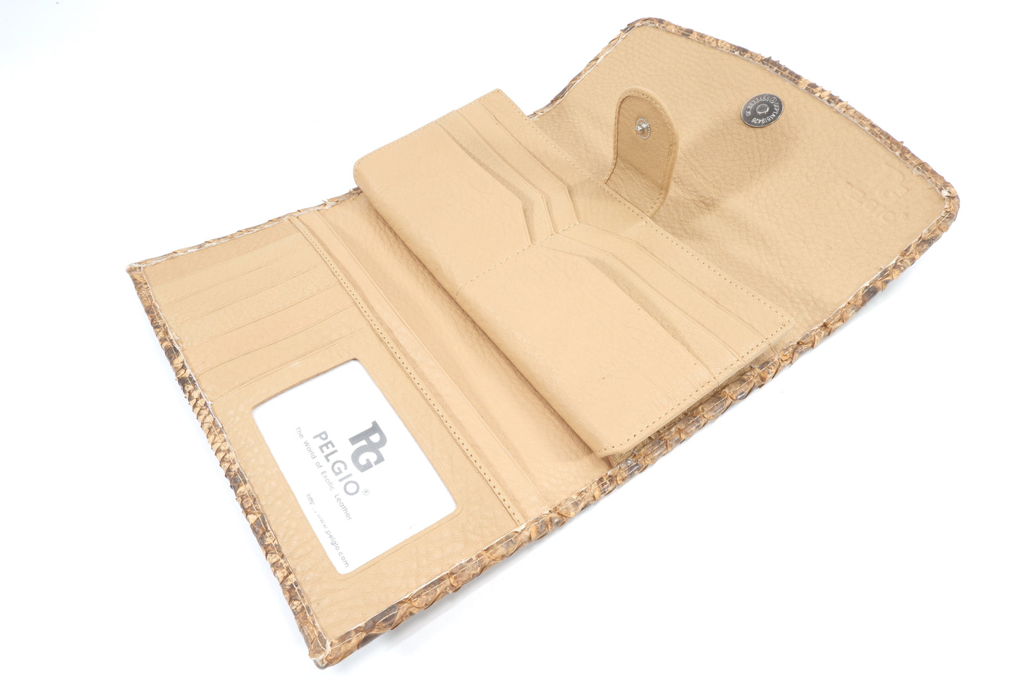 Genuine Burmese Python Snake Skin Leather Women's Trifold Clutch Wallet Purse