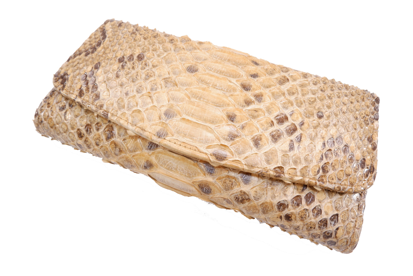 Genuine Burmese Python Snake Belly Skin Leather Women's Trifold Clutch Wallet Purse