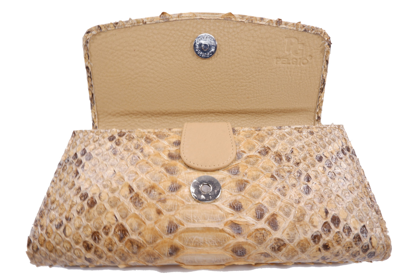 Genuine Burmese Python Snake Belly Skin Leather Women's Trifold Clutch Wallet Purse