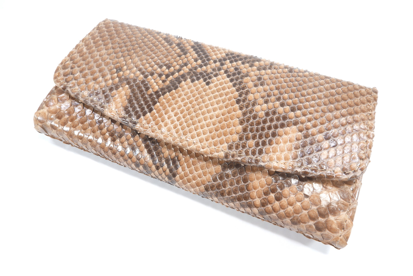Genuine Reticulated Python Snake Skin Leather Women's Trifold Clutch Wallet Purse