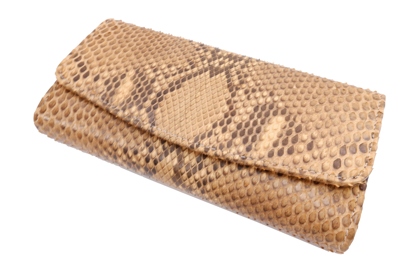 Genuine Reticulated Python Snake Skin Leather Women's Trifold Clutch Wallet Purse